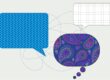 An illustration of two speech bubbles and one thought bubble with patterns representing different points of view